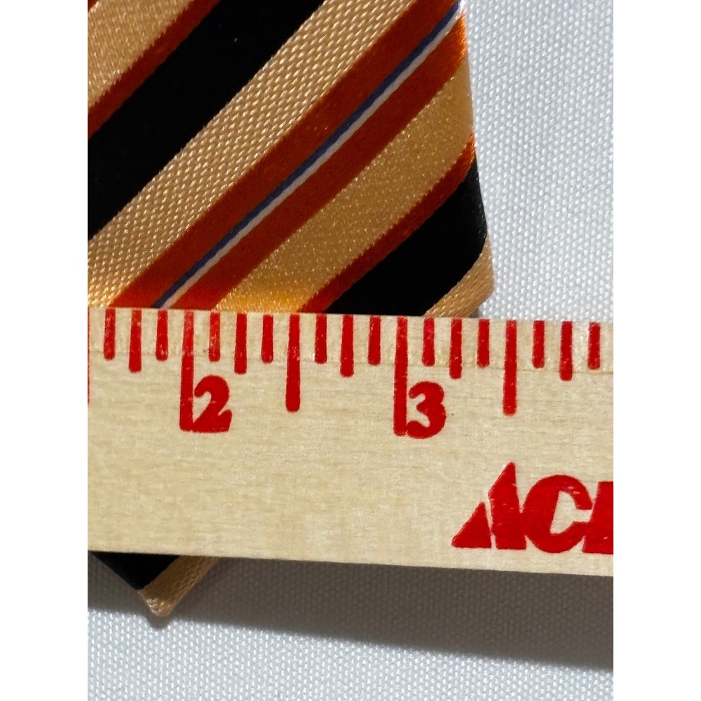 Vintage Geoffrey Beene Mens Striped Silk Necktie tie Black Orange office retro - Picture 3 of 6